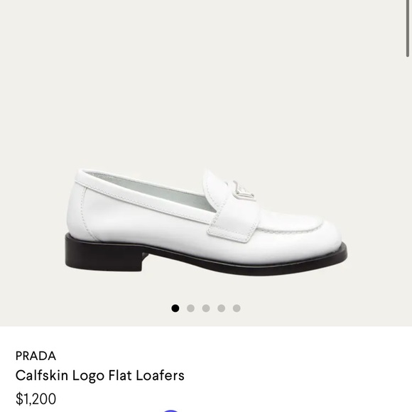 Prada Unlined Brushed Leather Loafers - White - 36 - Picture 3 of 4